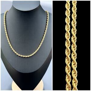 Vintage Monet Chunky Gold Tone Rope Chain 80s 90s Gaudy Mob Wife Necklace